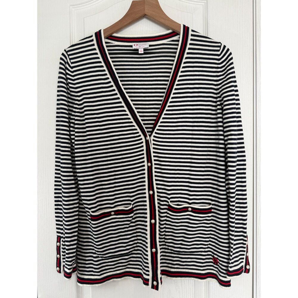 The Oprah Magazine Collection for Talbots Cardigan Sweater Navy Stripe Women's S
